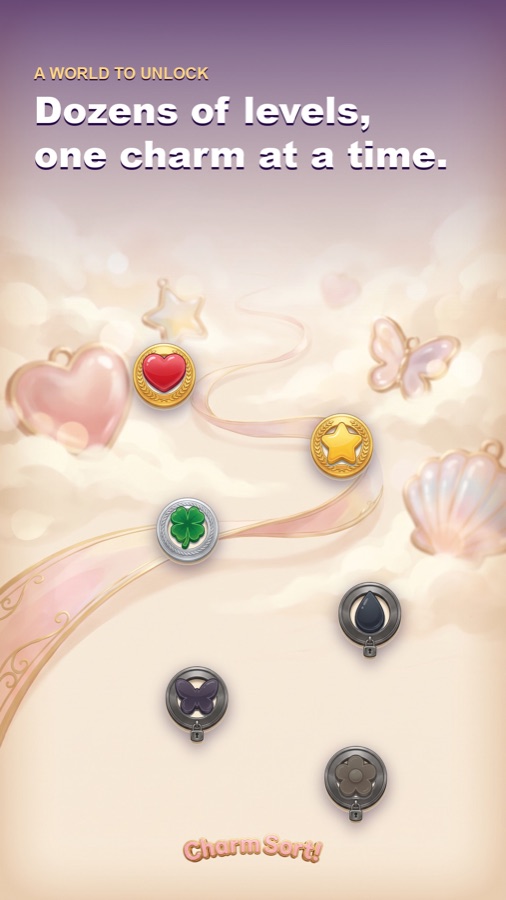 Charm Sort! level map with handcrafted levels